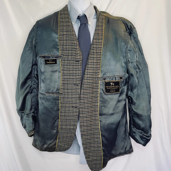 Hart Schaffner Marx CASHMERE Classic Houndstooth Blazer Sport Coat 44L - Picture 6 of 12